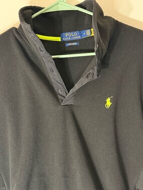 Polo Ralph Lauren Performance Fleece Pullover Black Neon Green Pony Mens M